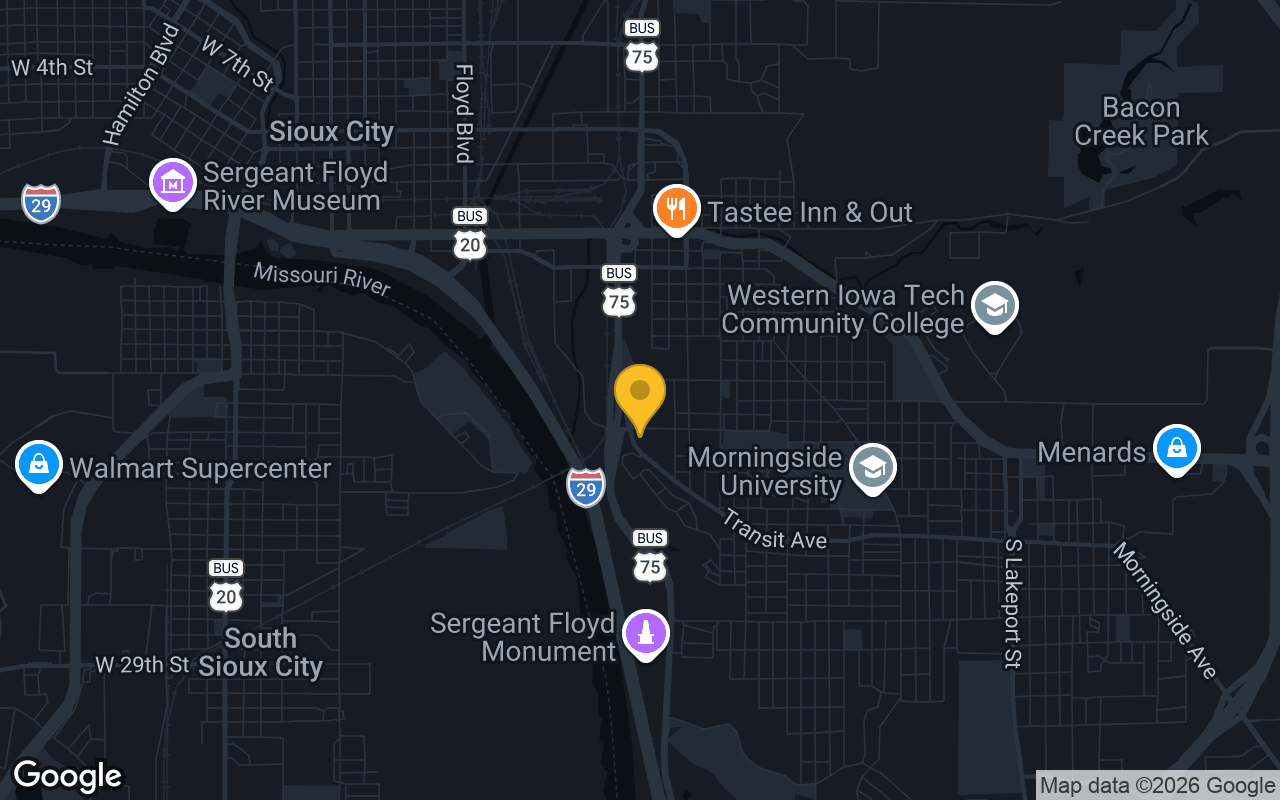 Map of bar trivia spots in Sioux City, IA