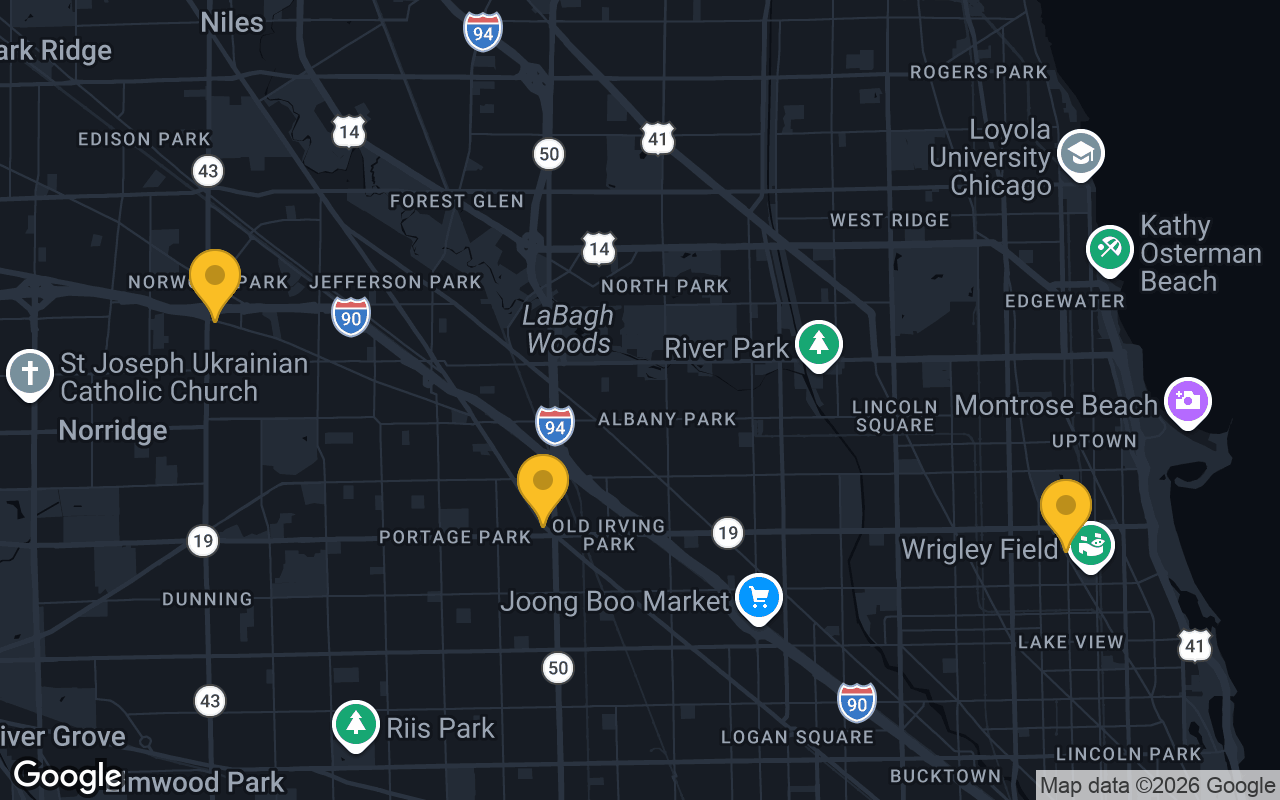 Map of bar trivia spots in Chicago, IL