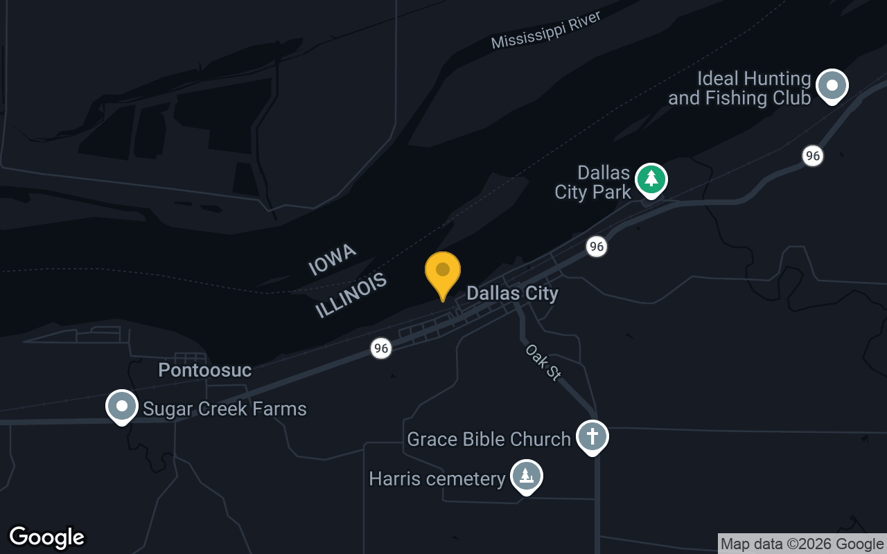 Map of bar trivia spots in Dallas City, IL