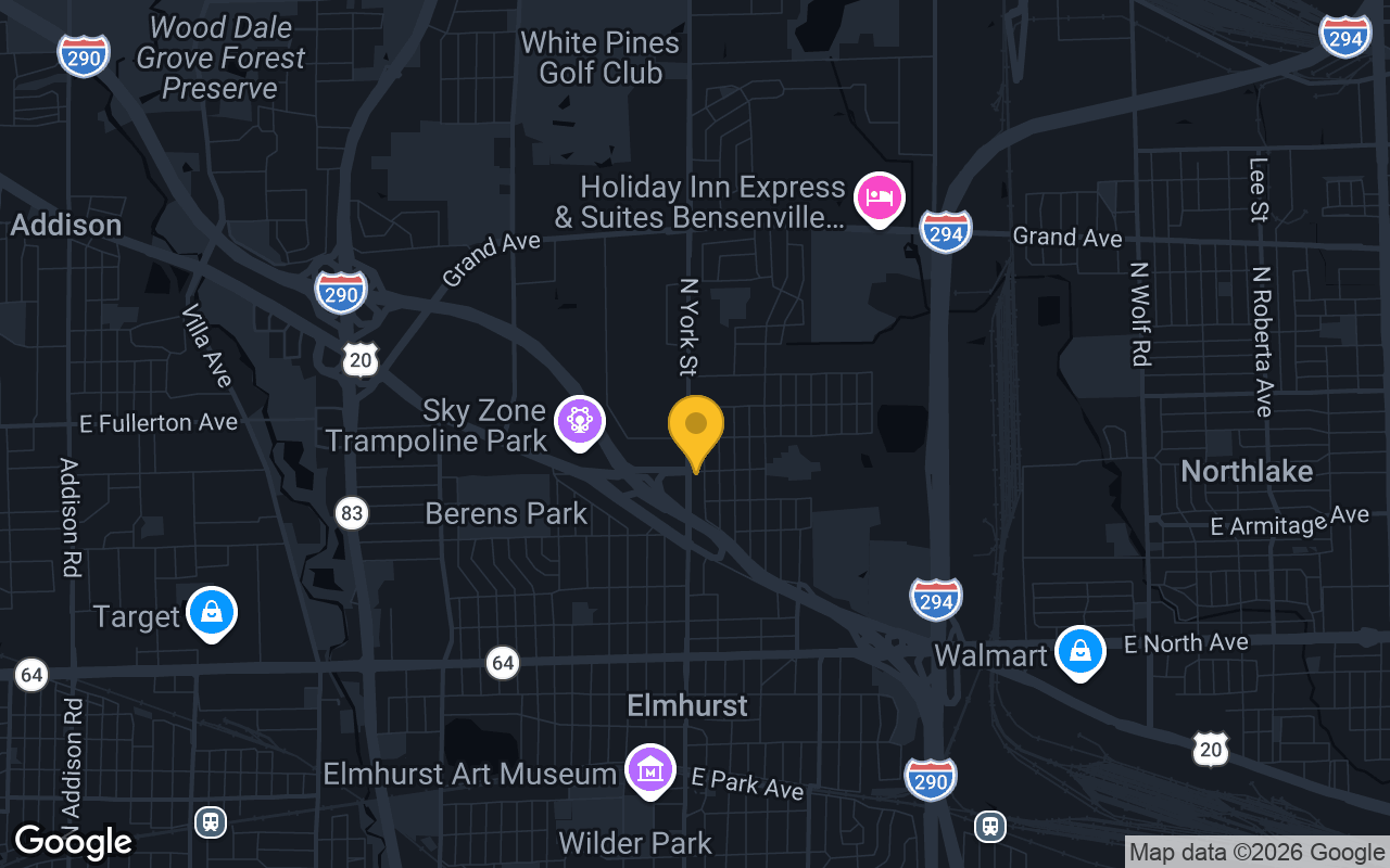 Map of bar trivia spots in Elmhurst, IL