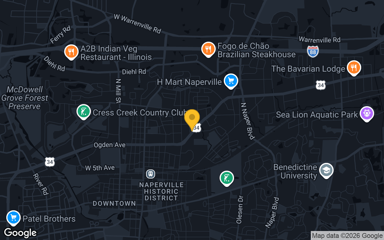 Map of bar trivia spots in Naperville, IL