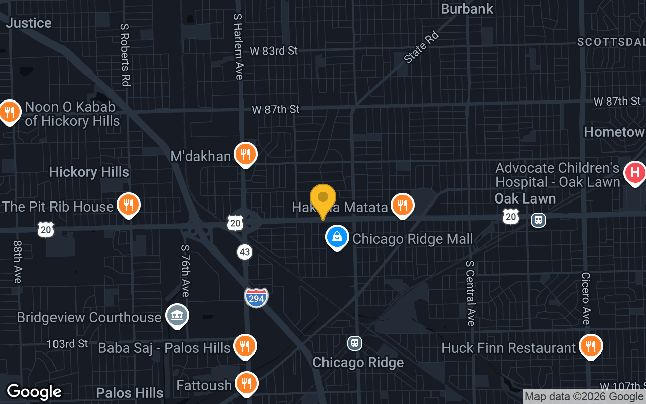 Map of bar trivia spots in Oak Lawn, IL