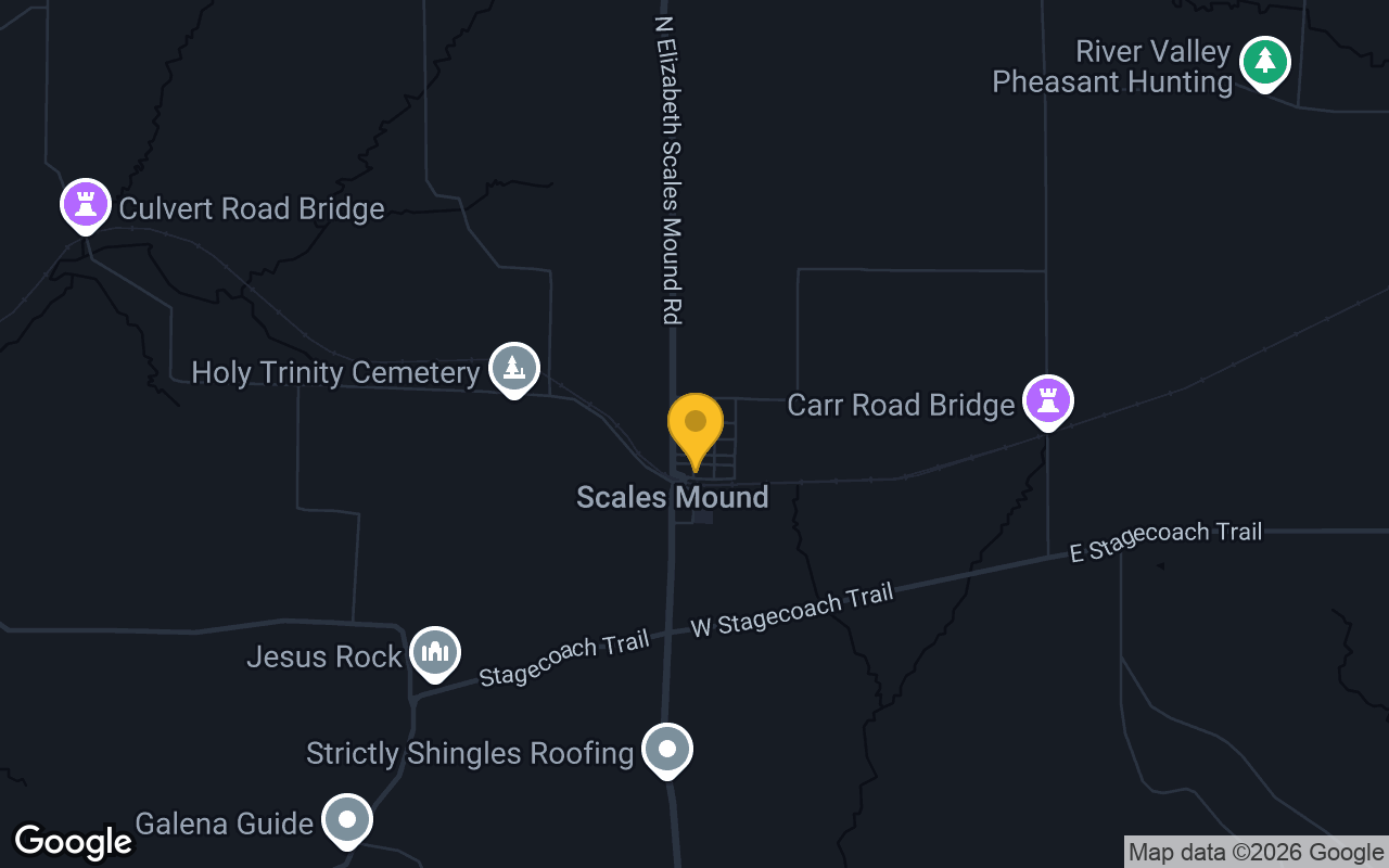 Map of bar trivia spots in Scales Mound, IL