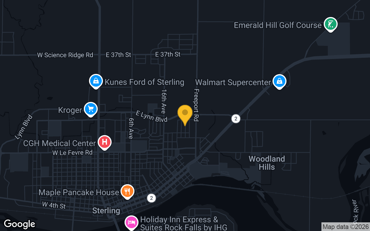 Map of bar trivia spots in Sterling, IL