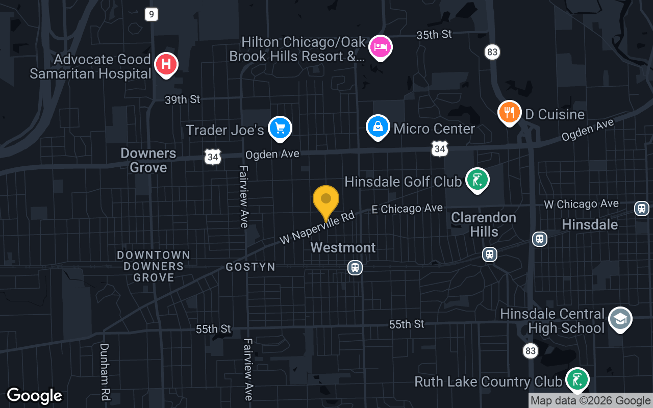 Map of bar trivia spots in Westmont, IL