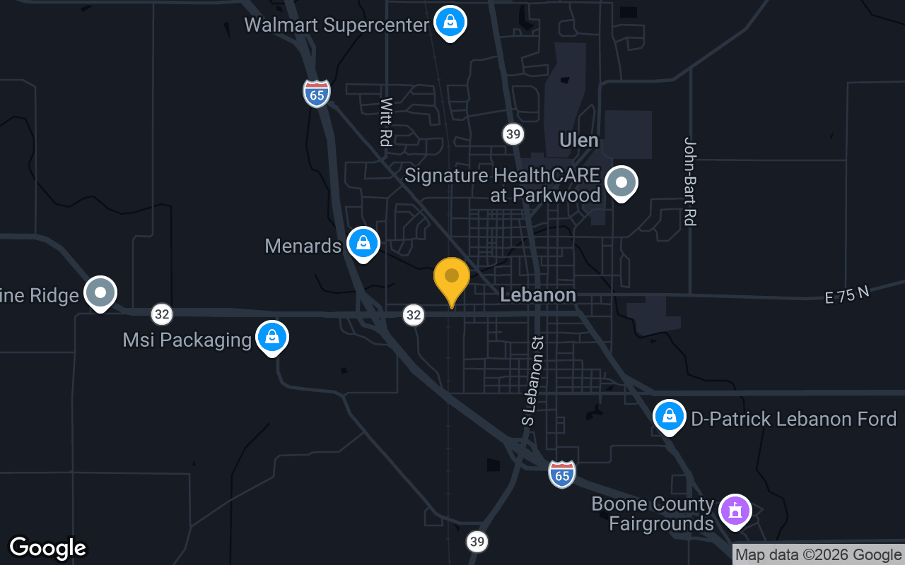 Map of bar trivia spots in Lebanon, IN