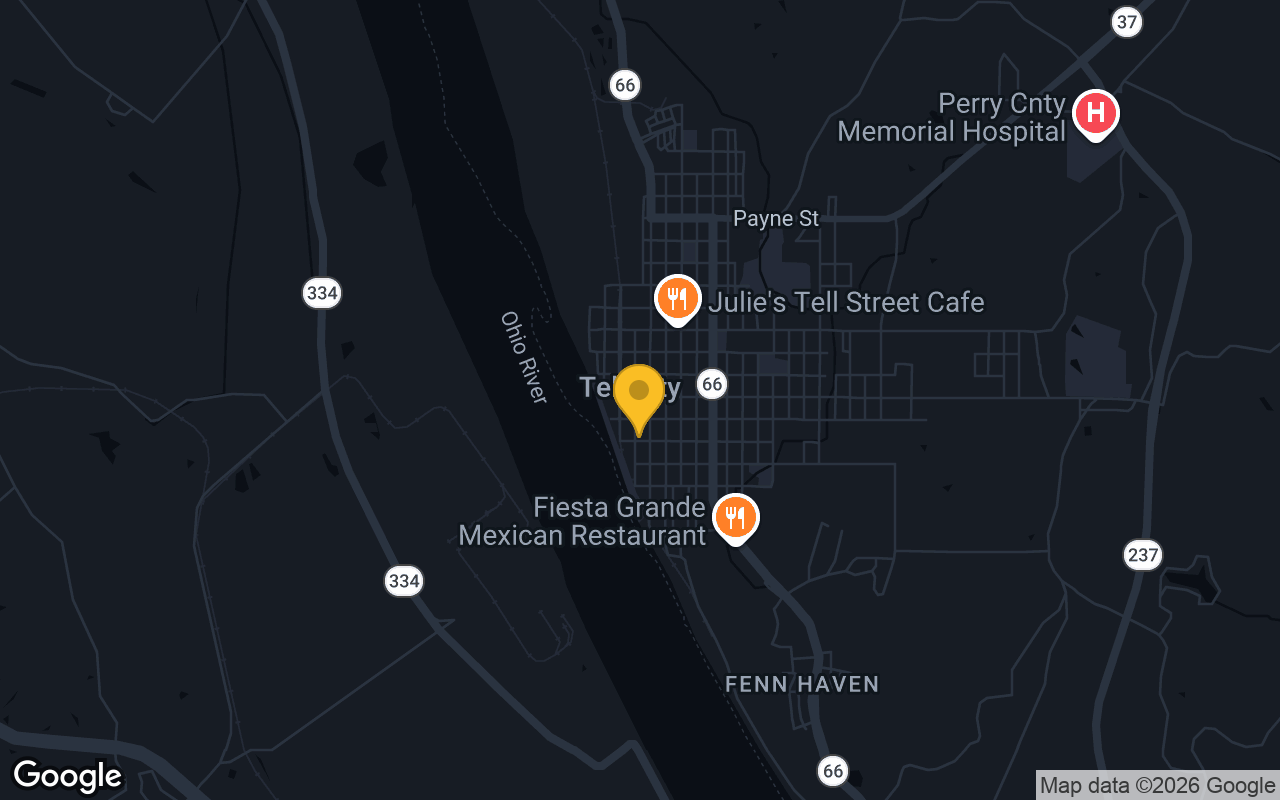 Map of bar trivia spots in Tell City, IN