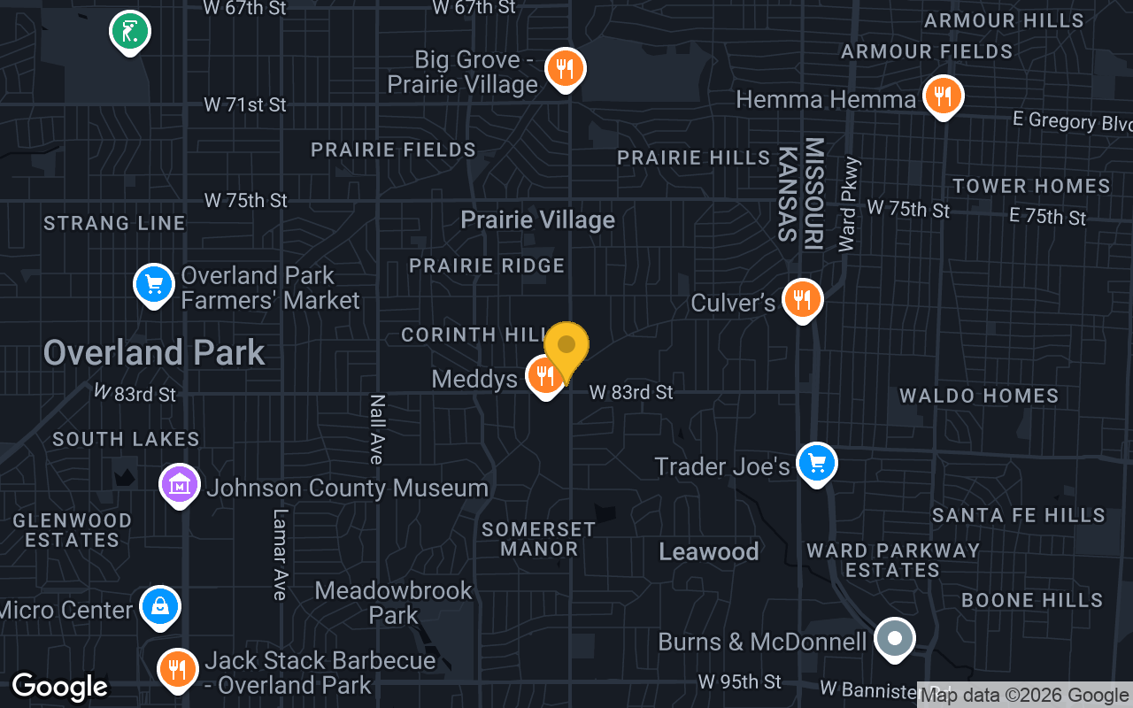 Map of bar trivia spots in Prairie Village, KS