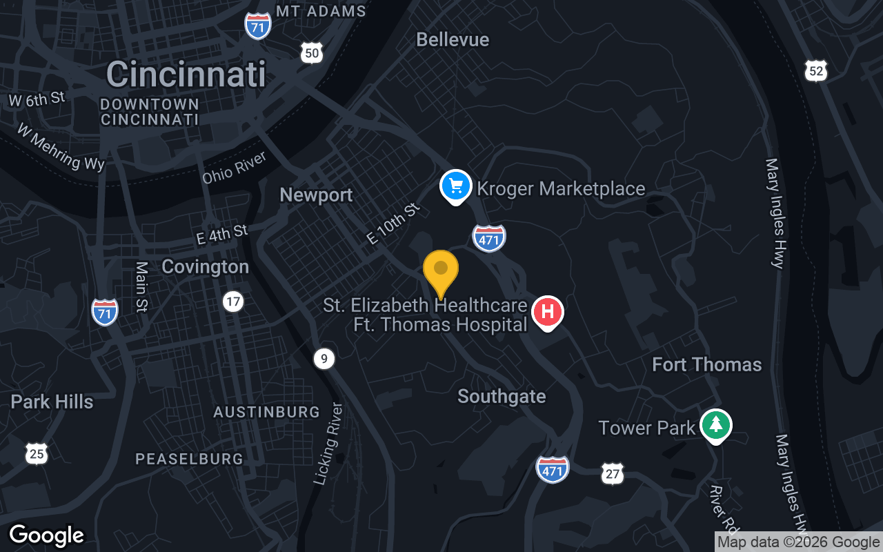 Map of bar trivia spots in Newport, KY