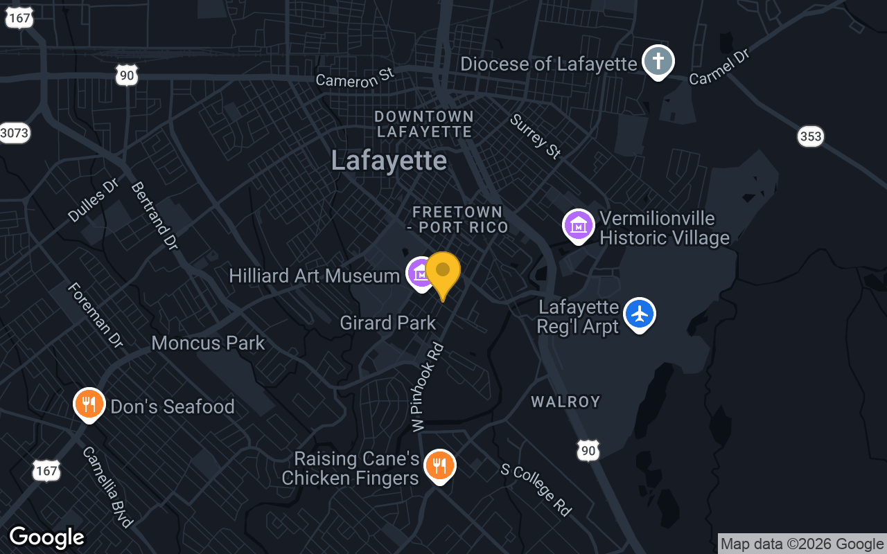 Map of bar trivia spots in Lafayette, LA