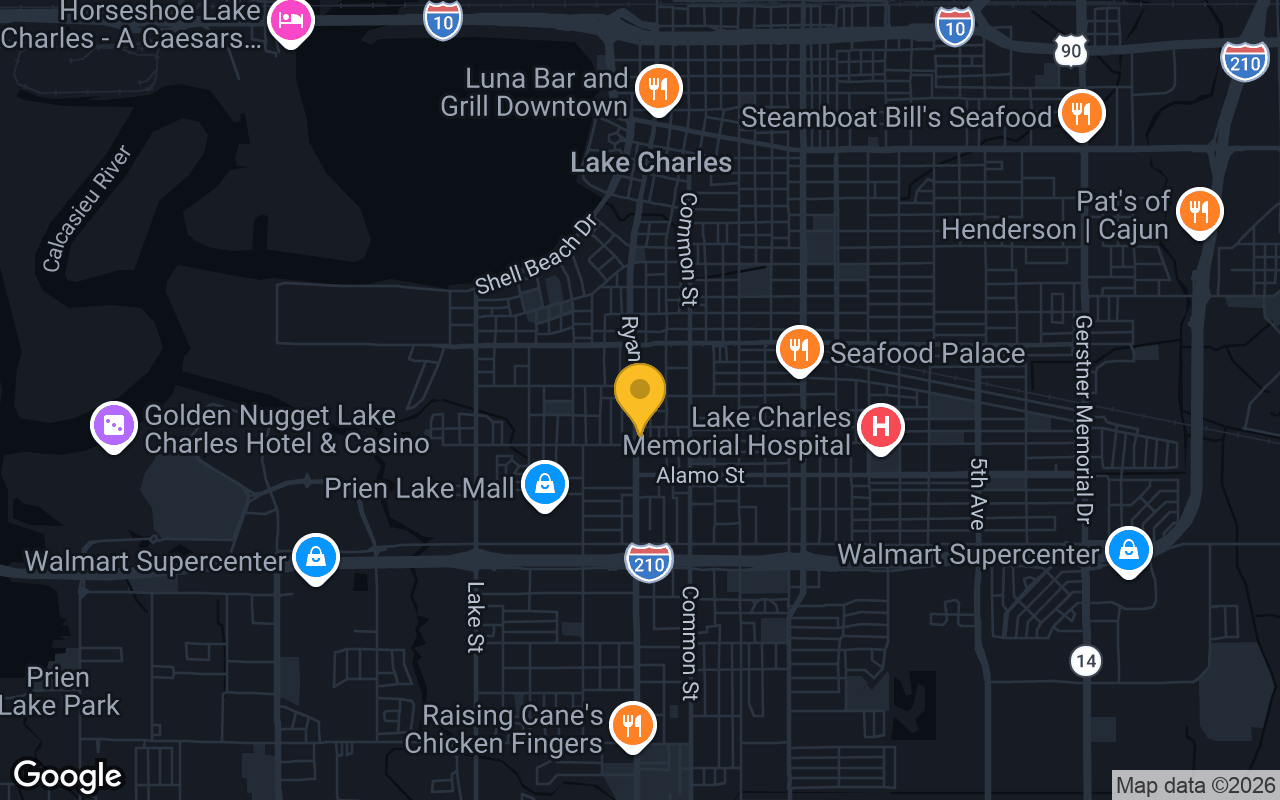 Map of bar trivia spots in Lake Charles, LA