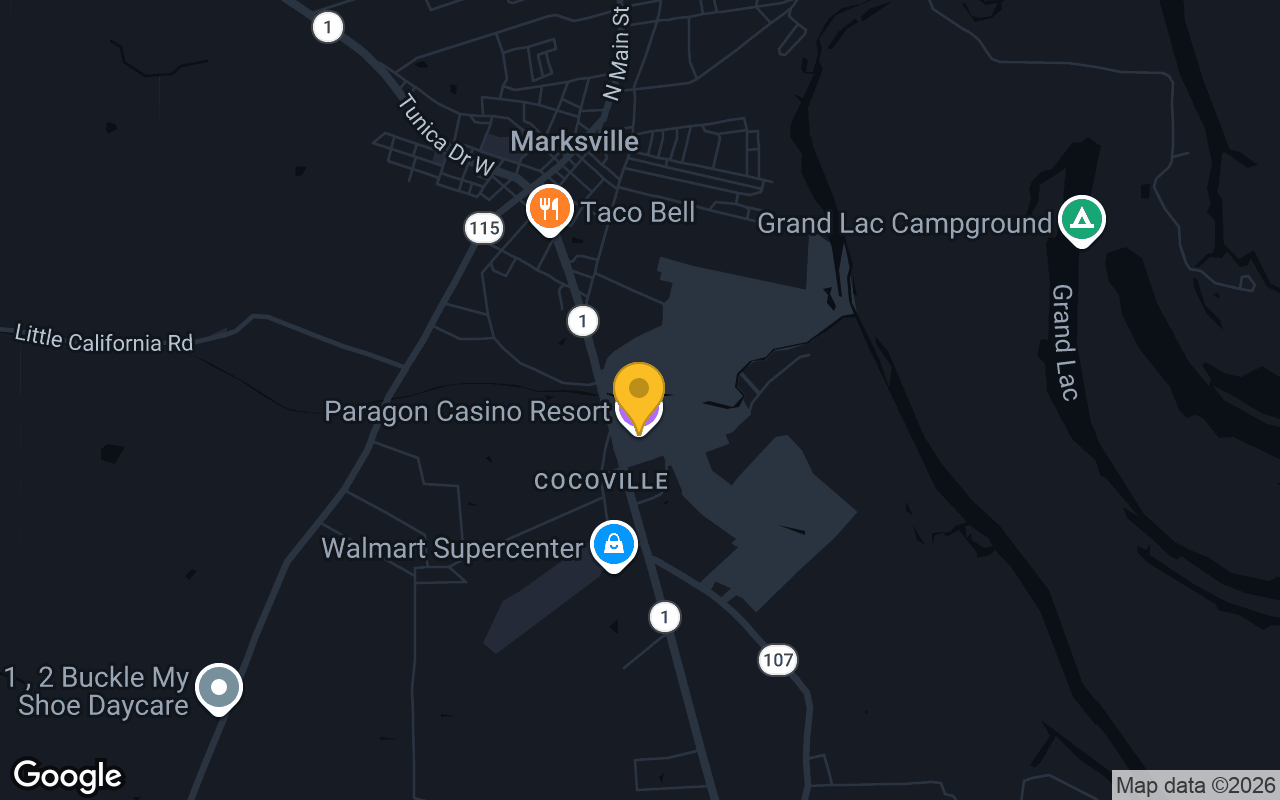 Map of bar trivia spots in Marksville, LA