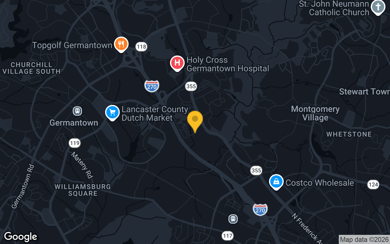 Map of bar trivia spots in Germantown, MD