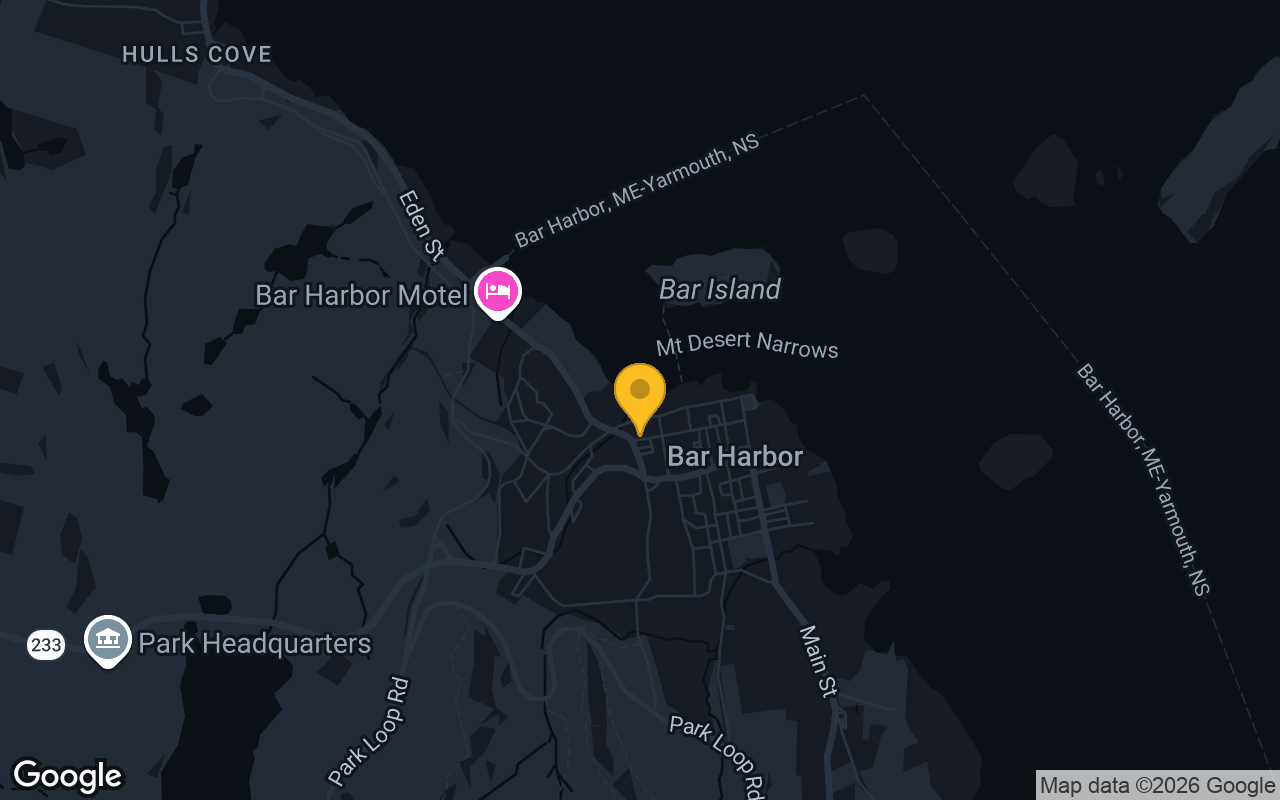 Map of bar trivia spots in Bar Harbor, ME