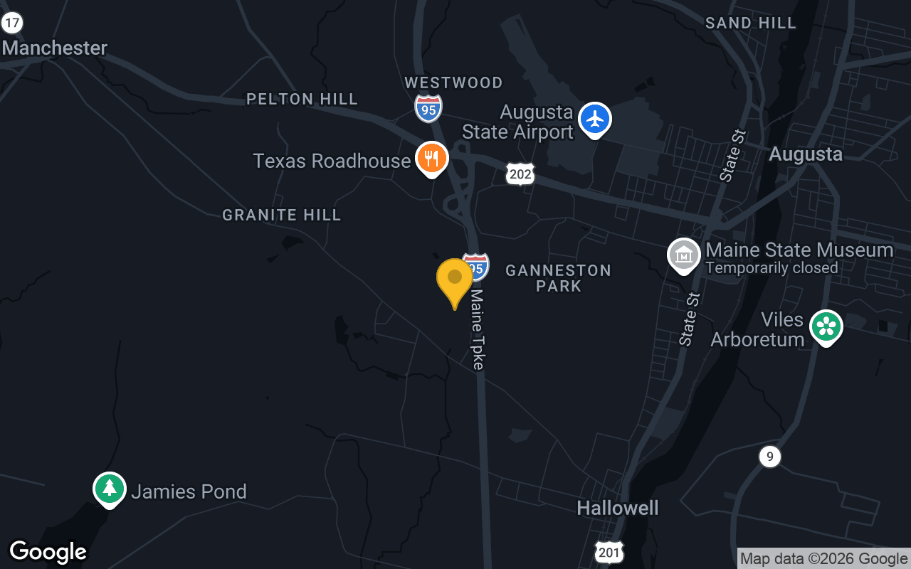 Map of bar trivia spots in Hallowell, ME