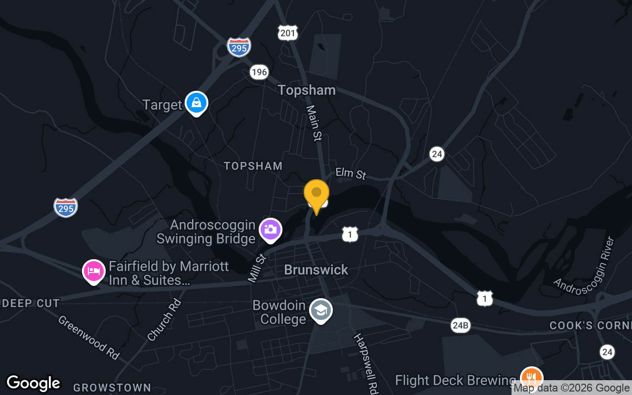 Map of bar trivia spots in Topsham, ME