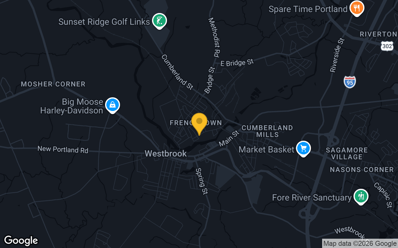Map of bar trivia spots in Westbrook, ME