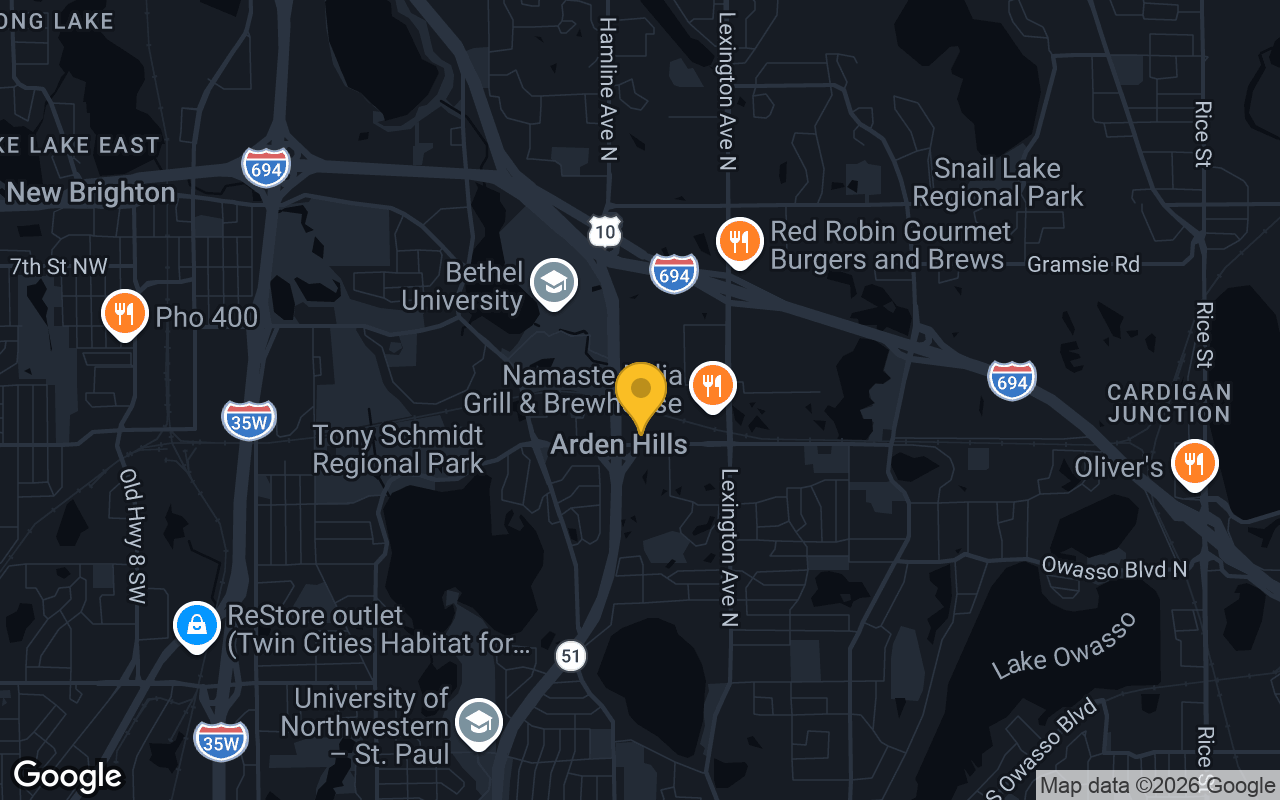 Map of bar trivia spots in Arden Hills, MN