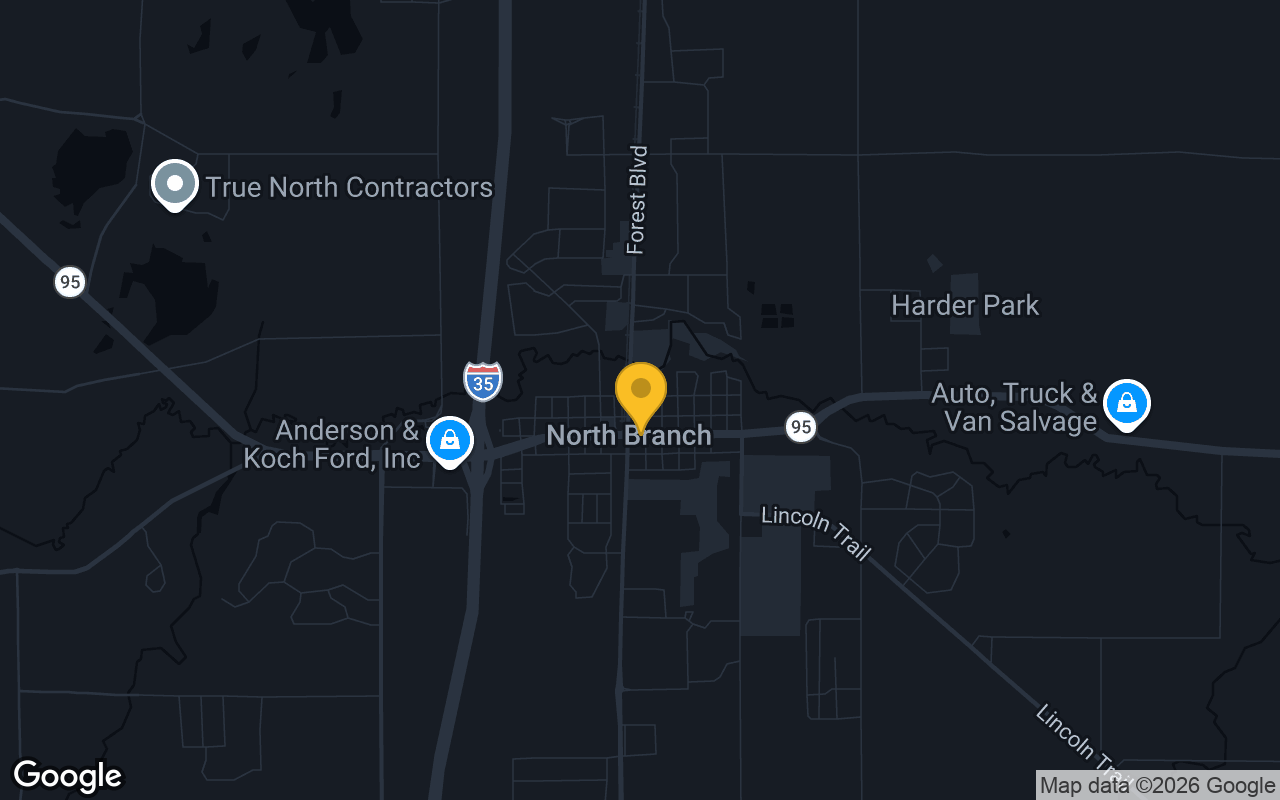 Map of bar trivia spots in North branch, MN