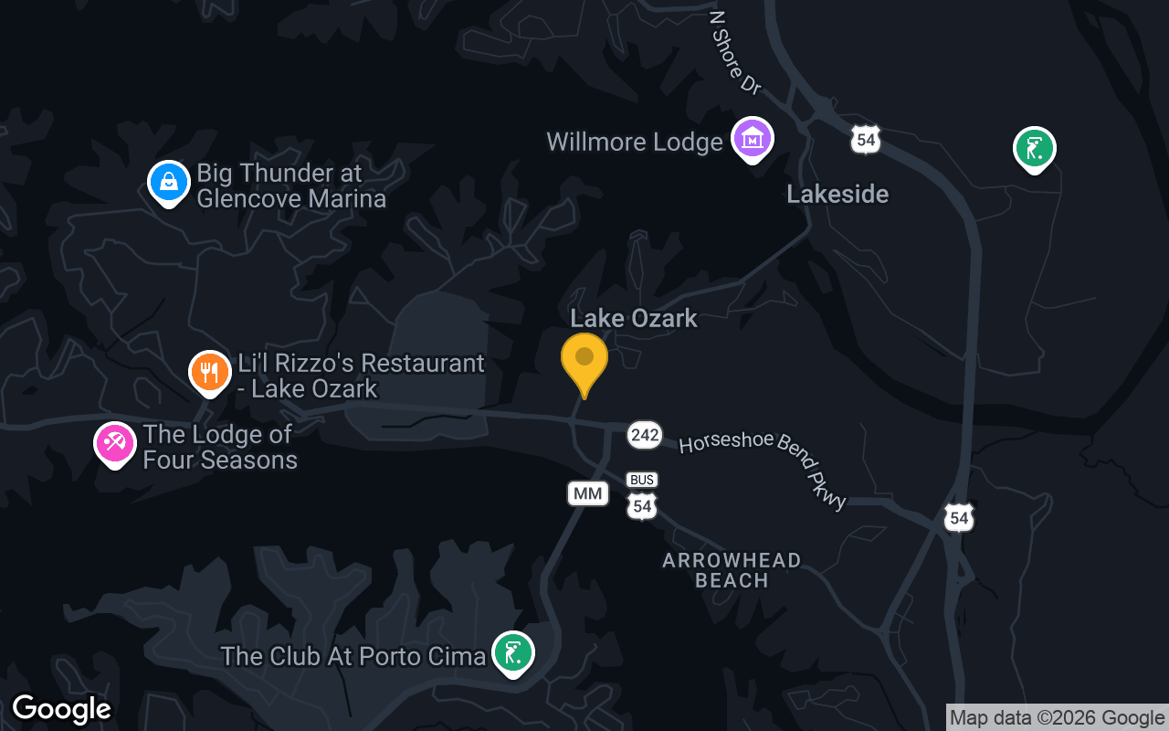 Map of bar trivia spots in Lake Ozark, MO