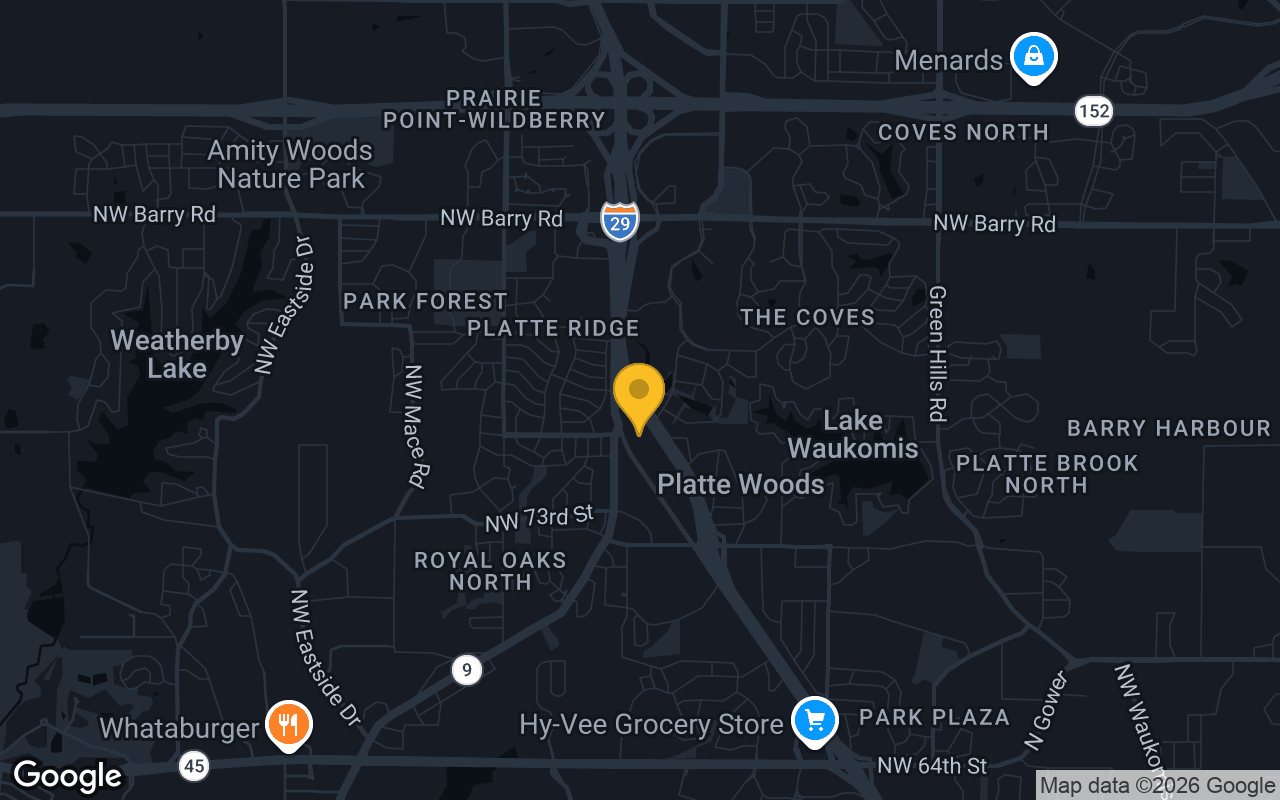 Map of bar trivia spots in Platte Woods, MO