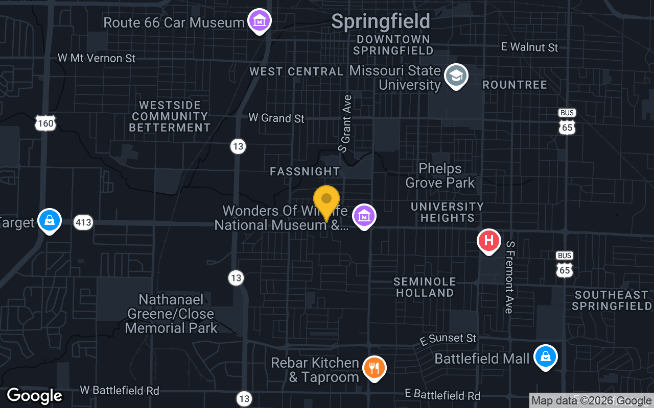Map of bar trivia spots in Springfield, MO