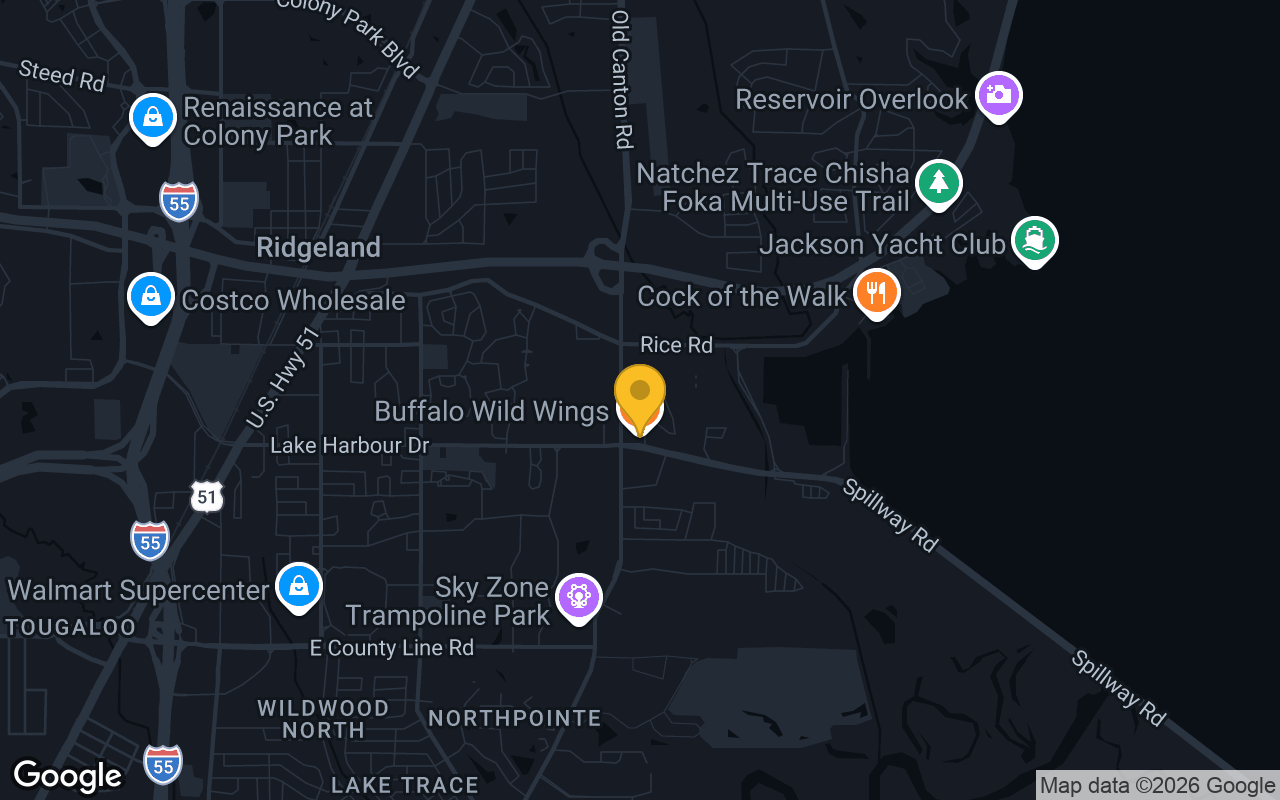 Map of bar trivia spots in Ridgeland, MS