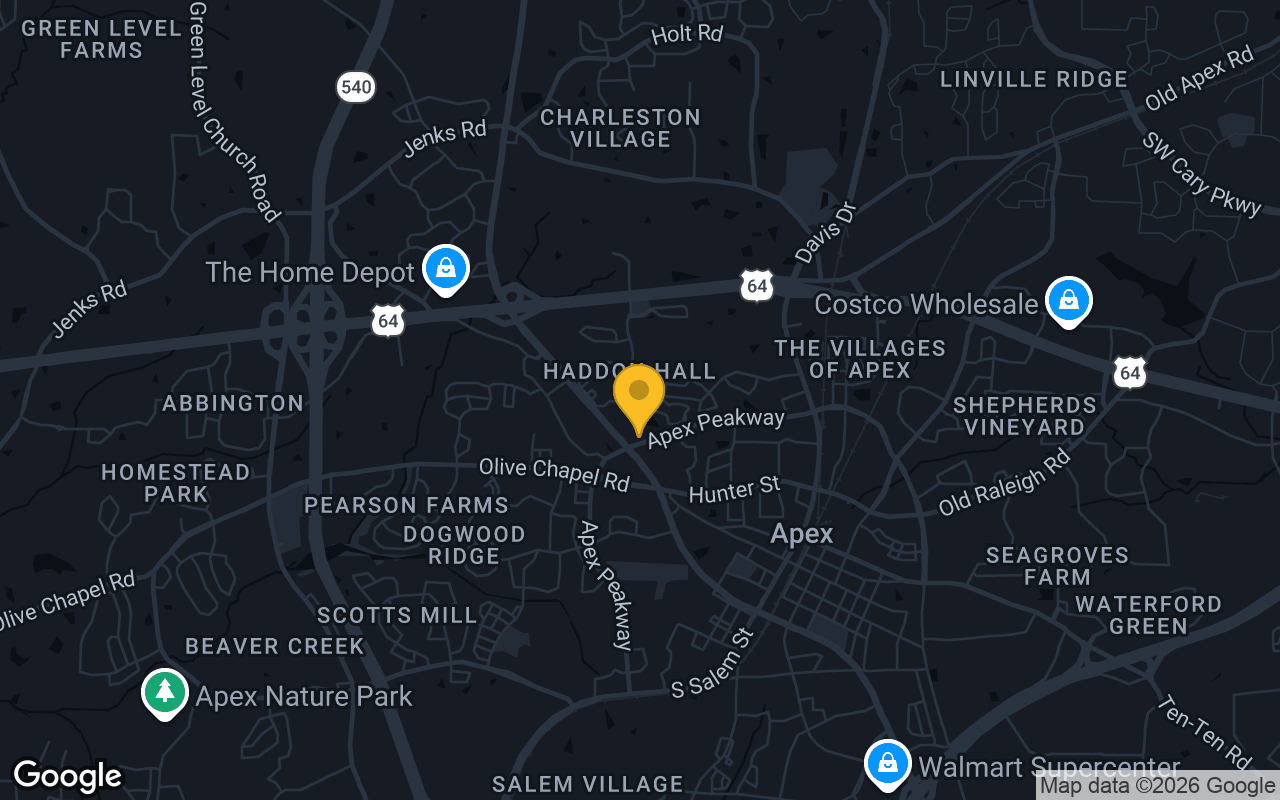 Map of bar trivia spots in Apex, NC