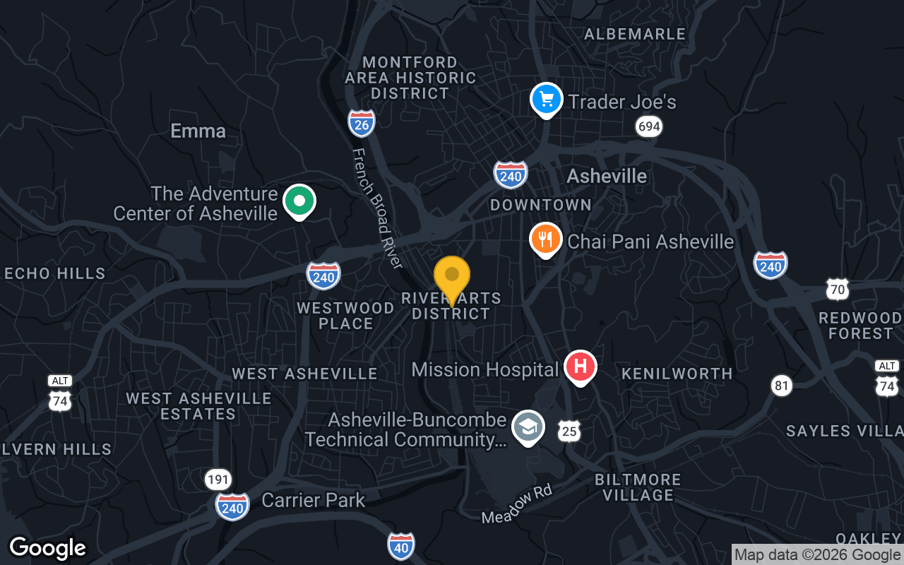 Map of bar trivia spots in Asheville, NC
