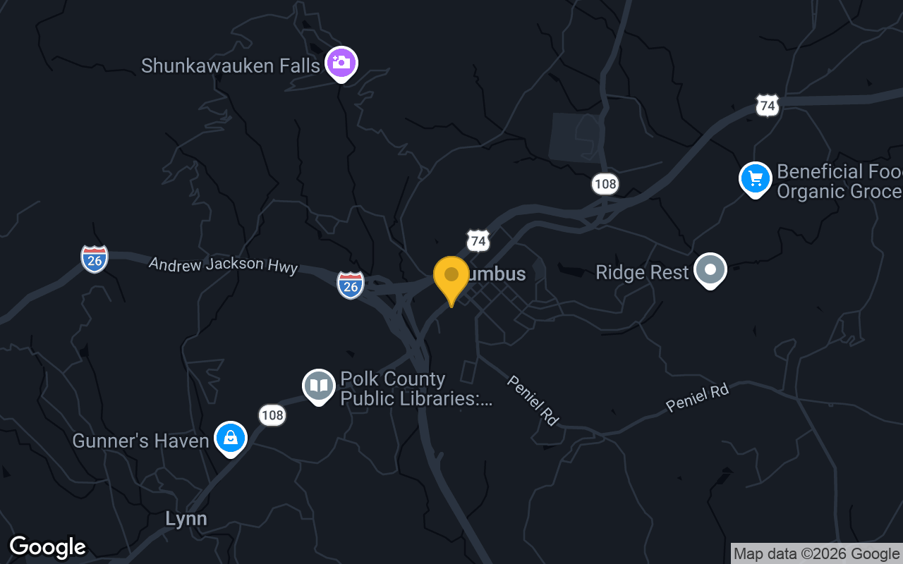 Map of bar trivia spots in Columbus, NC