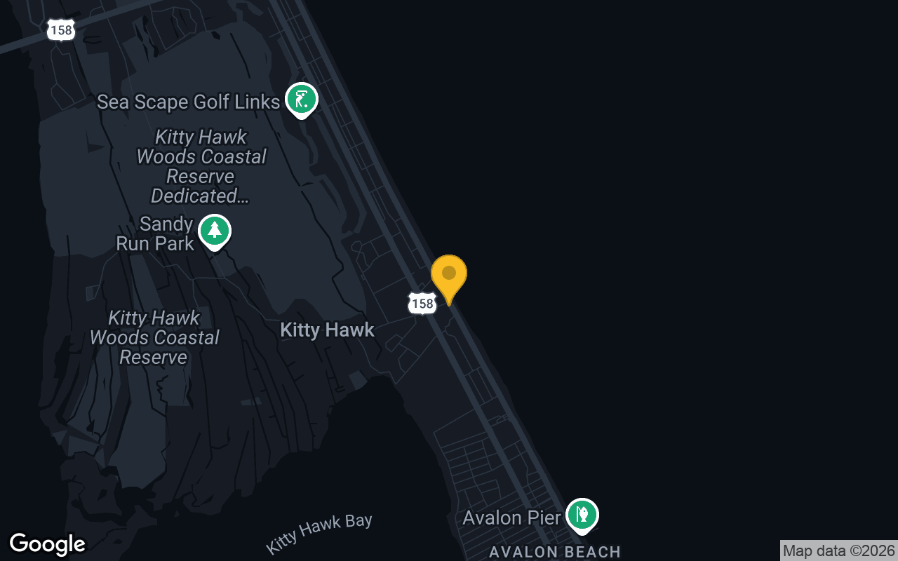 Map of bar trivia spots in Kitty Hawk, NC