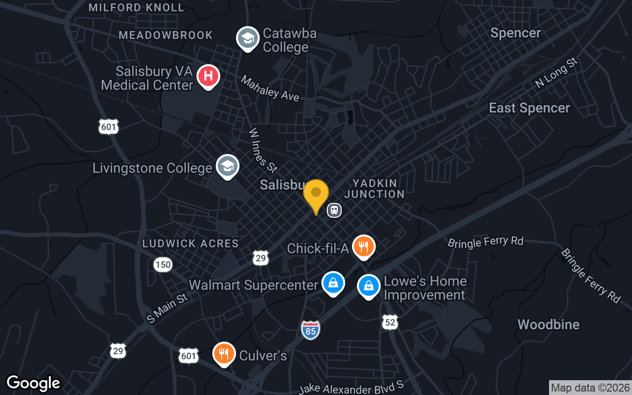 Map of bar trivia spots in Salisbury, NC