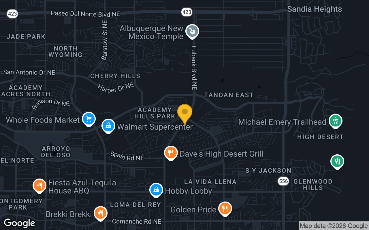 Map of bar trivia spots in Albuquerque, NM