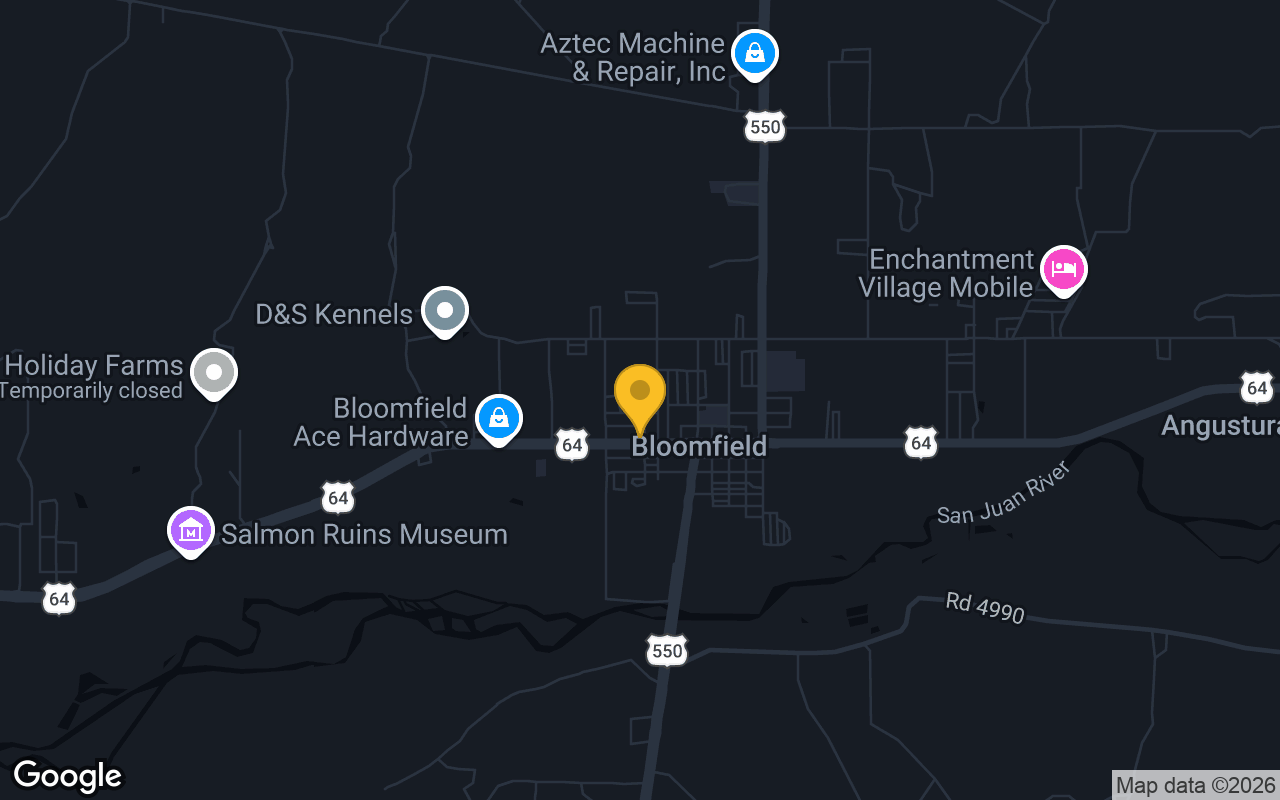 Map of bar trivia spots in Bloomfield, NM