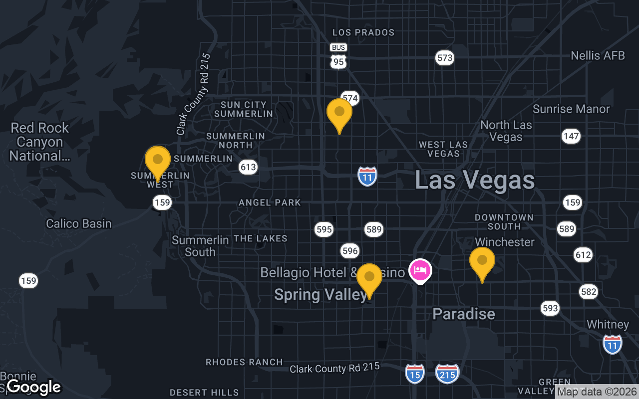 Map of bar trivia spots in Las Vegas, NV