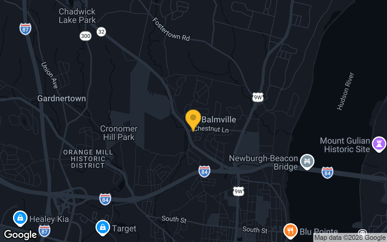 Map of bar trivia spots in Newburgh, NY