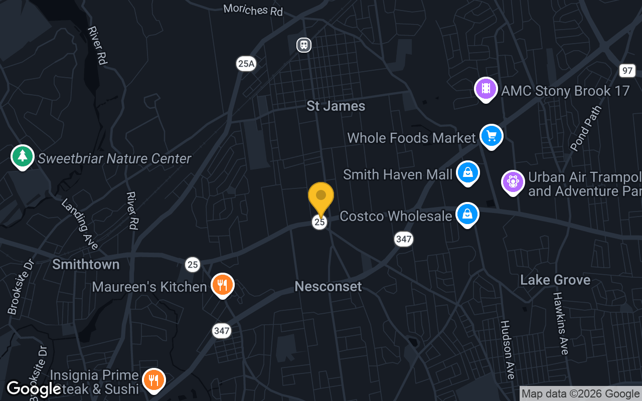 Map of bar trivia spots in Saint James, NY