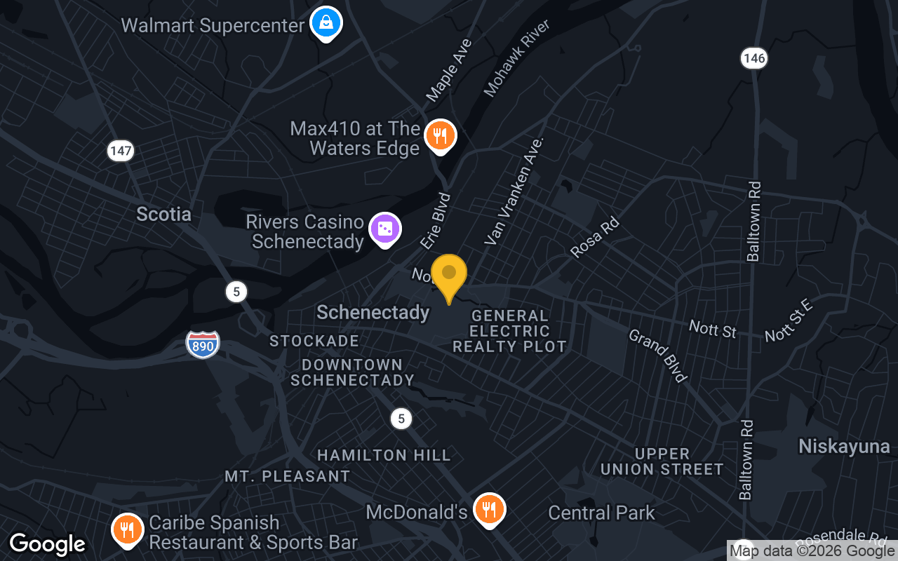 Map of bar trivia spots in Schenectady, NY
