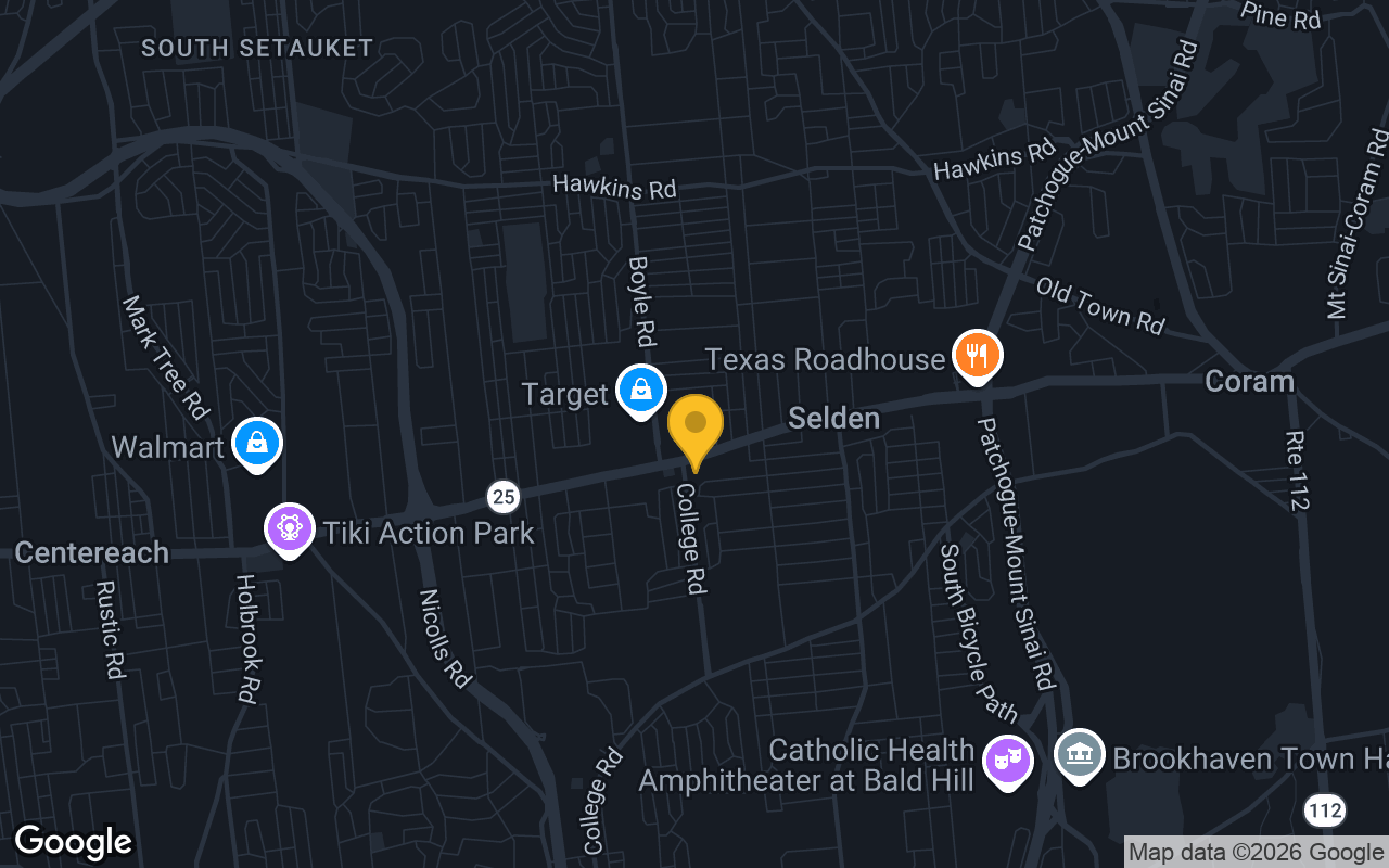 Map of bar trivia spots in Selden, NY