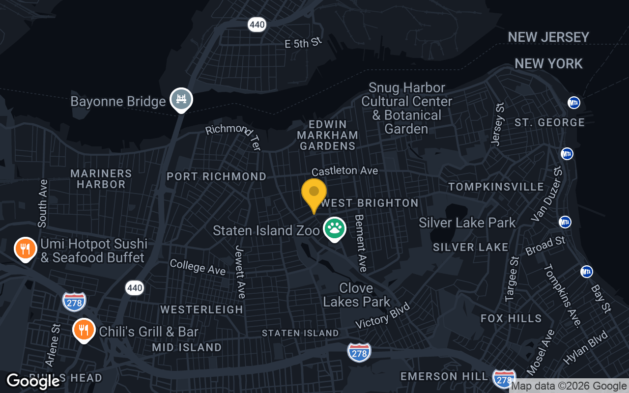 Map of bar trivia spots in Staten Island, NY
