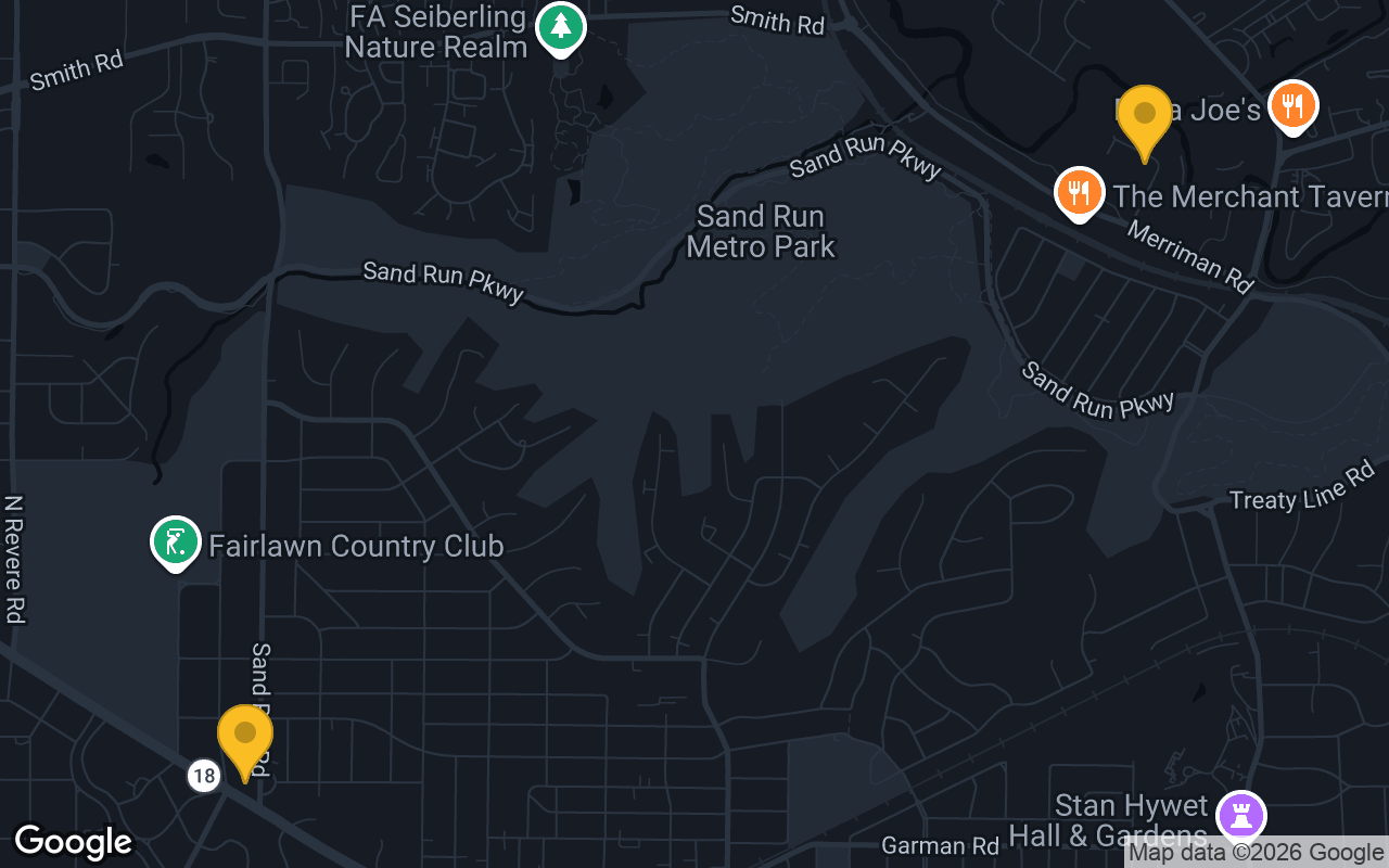 Map of bar trivia spots in Akron, OH