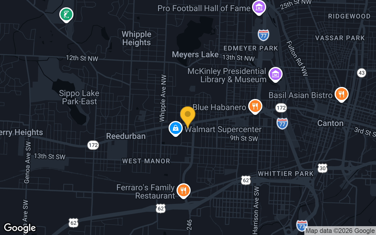 Map of bar trivia spots in Canton, OH