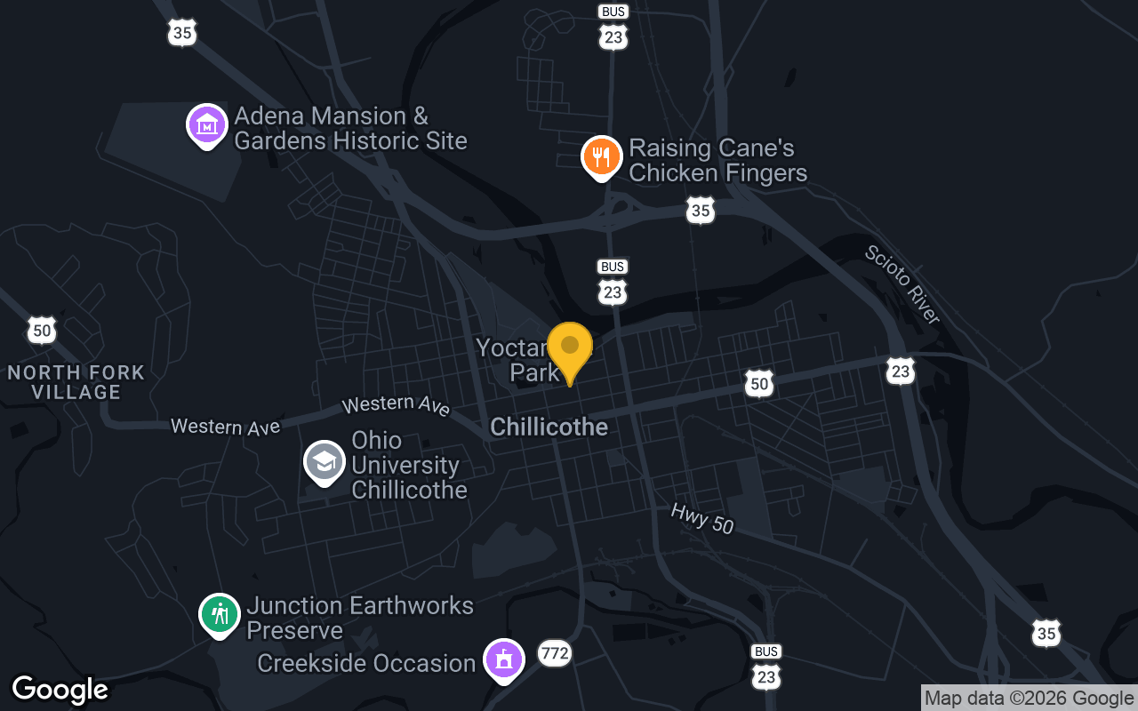 Map of bar trivia spots in Chillicothe, OH