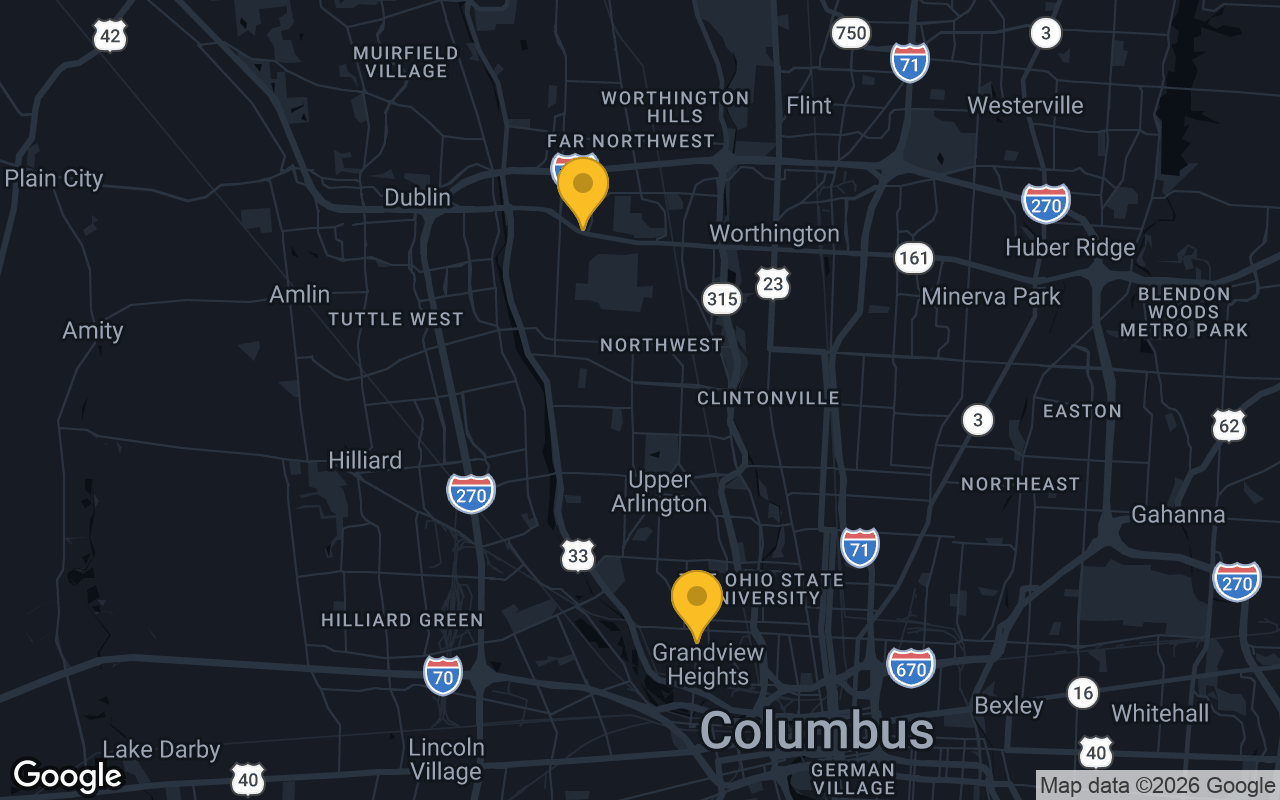 Map of bar trivia spots in Columbus, OH