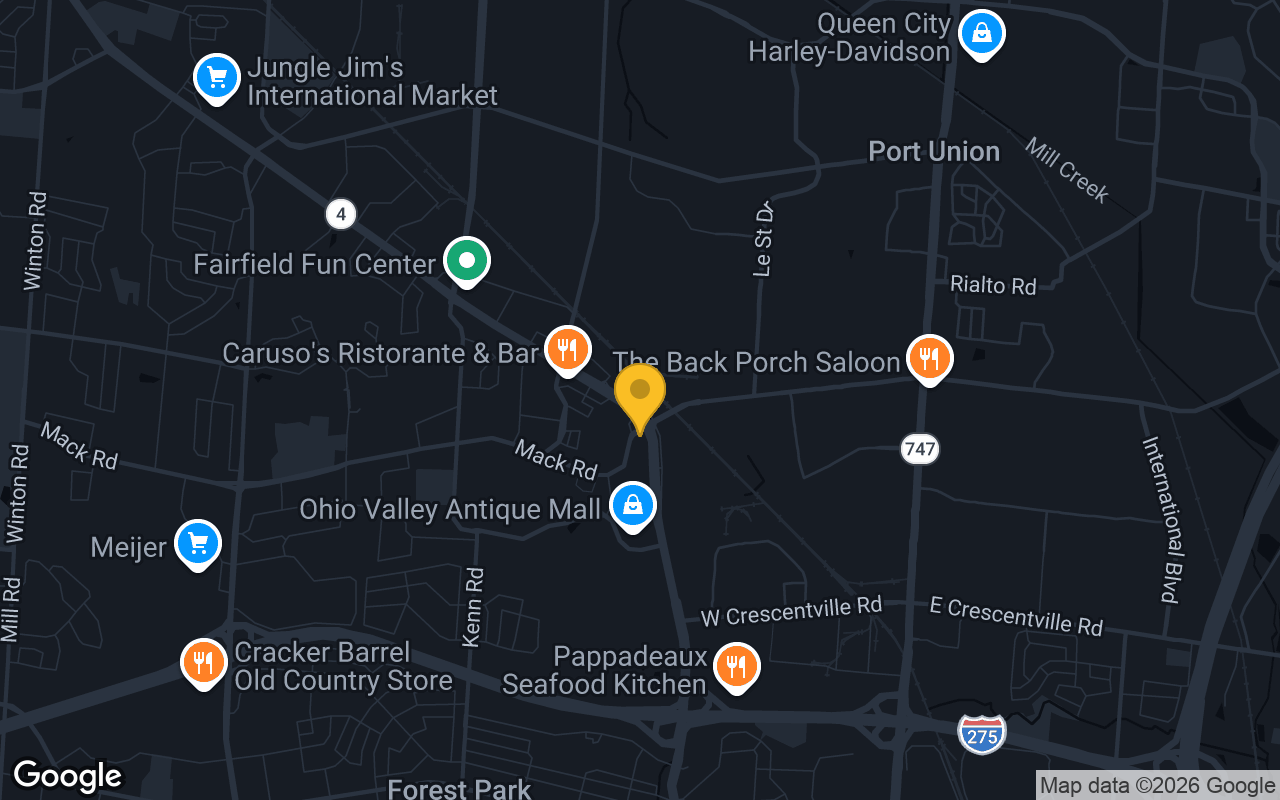 Map of bar trivia spots in Fairfield, OH