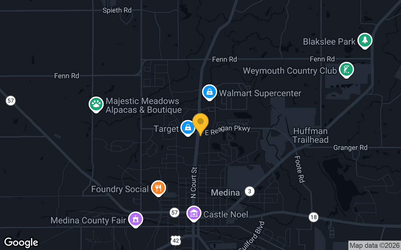 Map of bar trivia spots in Medina, OH
