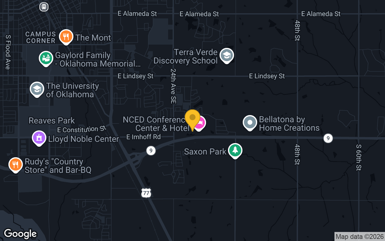 Map of bar trivia spots in Norman, OK