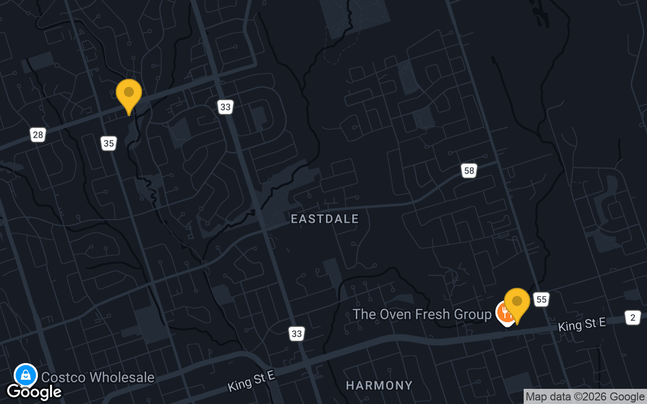 Map of bar trivia spots in Oshawa, ON