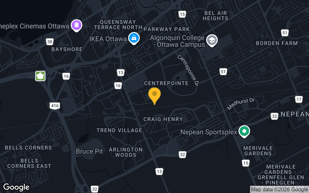 Map of bar trivia spots in Ottawa, ON