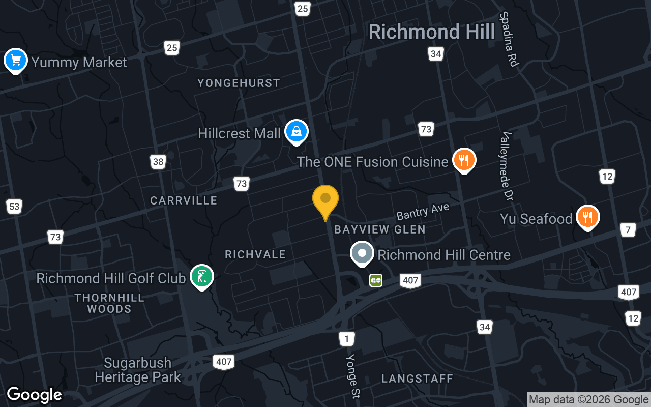 Map of bar trivia spots in Richmond Hill, ON